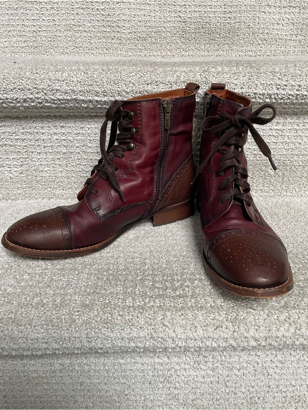 Pikolinos Vintage Brighton Rare Brogue Oxblood Brown Wingtip Booties Steampunk